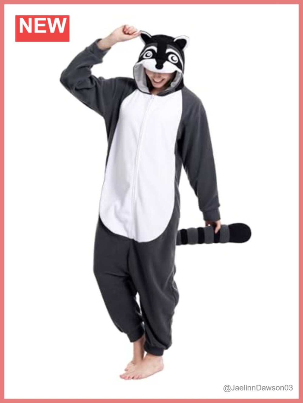 Unisex Adults Raccoon Costume Onesie Pajamas Hooded Halloween Cosplay